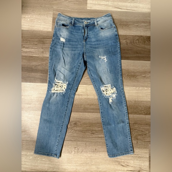 INC International Concepts Denim - INC International Concepts Light Blue Distressed Skinny Jeans